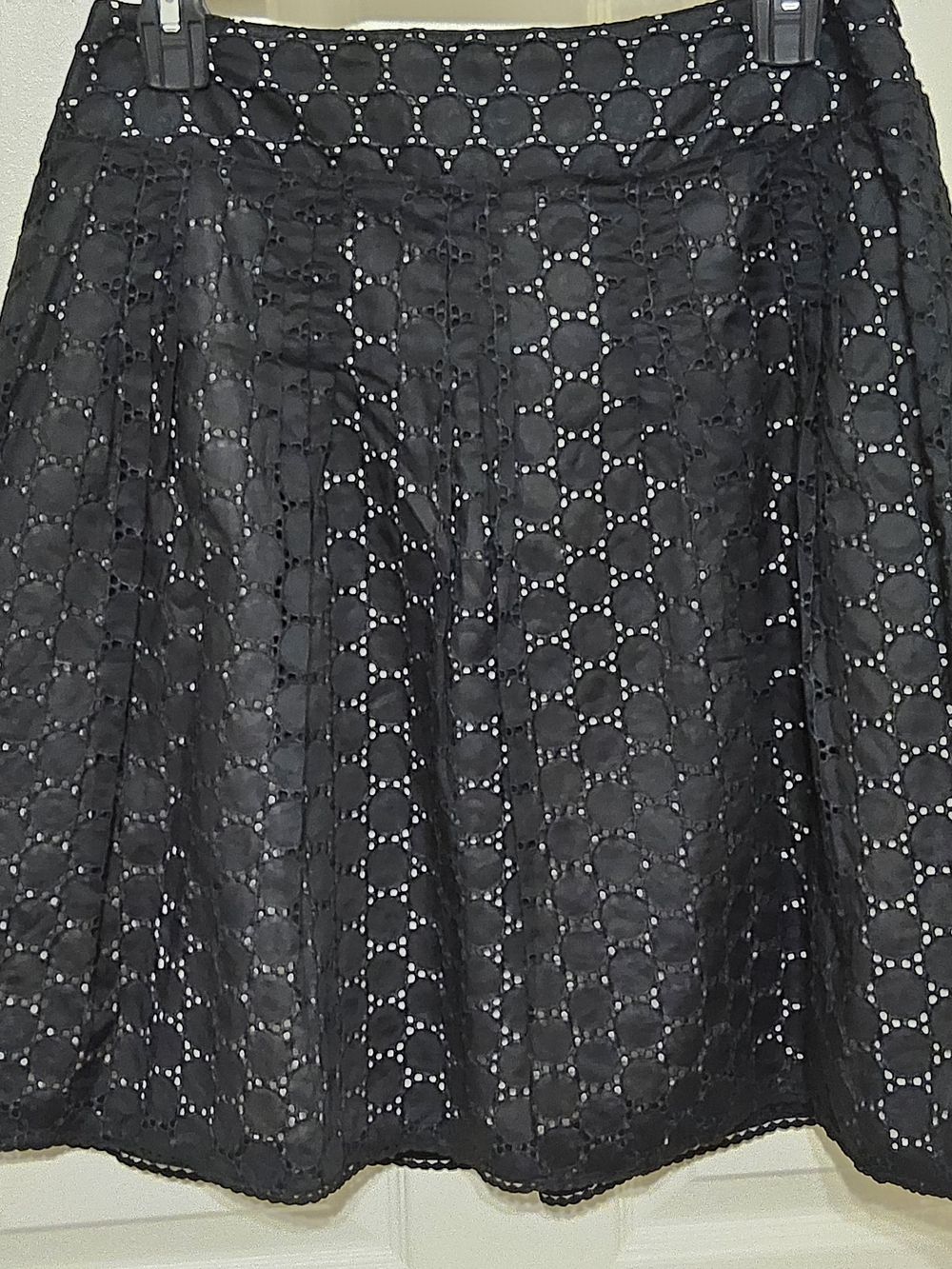 Ann Taylor Black Eyelet Lace A-Line Flared Skirt